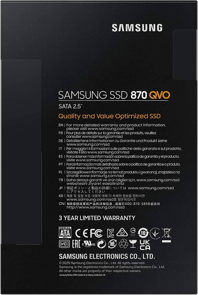 Samsung 870 QVO Disque SSD Interne SATA III 2,5 pouce SSD Interne