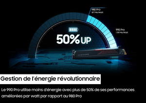 Samsung 990 PRO avec dissipateur M.2 2280 PCIe 4.0 NVMe SSD Interne