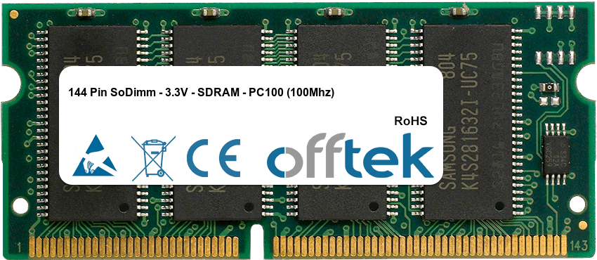 144 Pin SoDimm - 3.3V - SDRAM - PC100 (100Mhz)