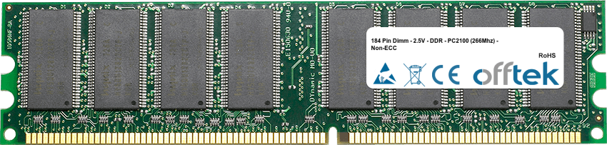 184 Pin Dimm - 2.6V - DDR - PC3200 (400Mhz) - Non-ECC