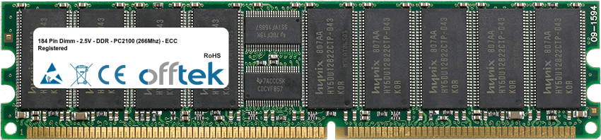 184 Pin Dimm - 2.5V - DDR - PC2700 (333Mhz) - ECC Registriert