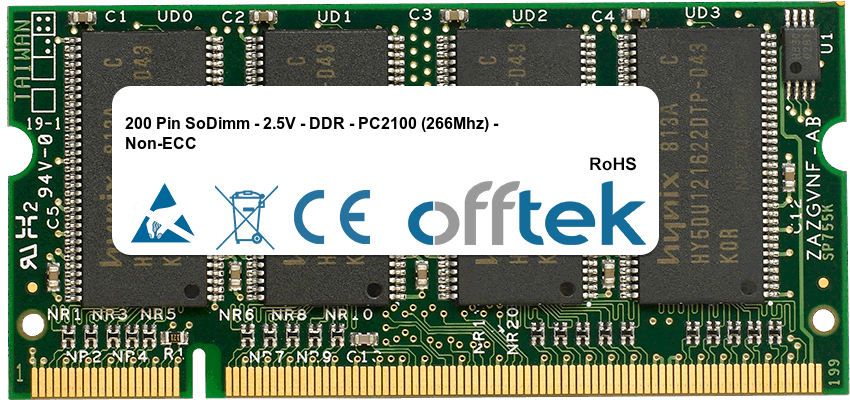 200 Pin SoDimm - 2.5V - DDR - PC2700 (333Mhz) - Non-ECC