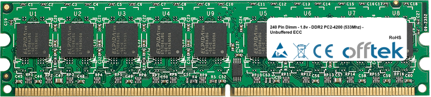 240 Pin Dimm - 1.8v - DDR2 PC2-4200 (533Mhz) - Non tamponnée ECC