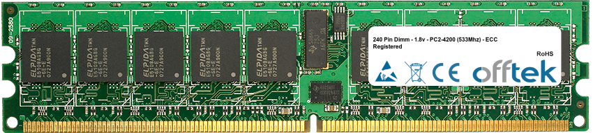 240 Pin Dimm - 1.8v - DDR2 - PC2-5300 (667Mhz) - ECC Enregistré