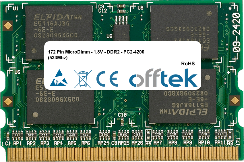 172 Pin MicroDimm - 1.8V - DDR2 - PC2-4200 (533Mhz)