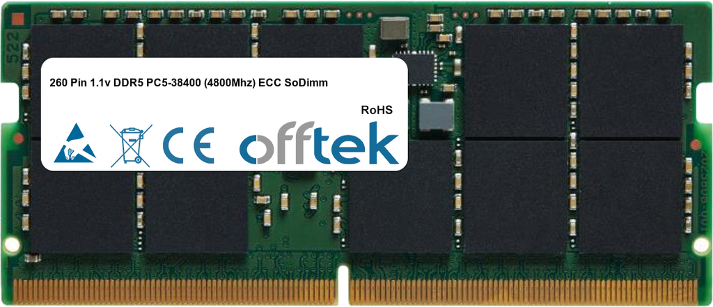 262 Pin 1.1v DDR5 PC5-38400 (4800Mhz) ECC SoDimm